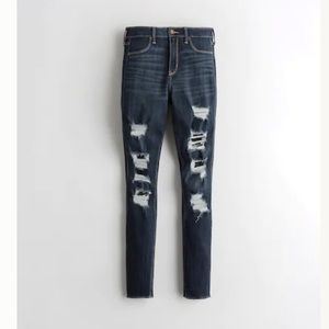 CURVY HIGH-RISE RIPPED DARK WASH JEAN LEGGINGS